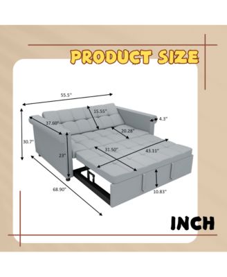 2-Seater Velvet Loveseat Sleeper Sofa Bed, Pull-Out Convertible Couch with Scroll Arms & Adjustable Backrest for Small Spaces