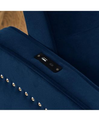 Velvet Loveseat Sleeper Sofa Bed with USB & Type-C Charging, Adjustable Backrest, Pull-Out Bed for Small Spaces-Maison Boucle