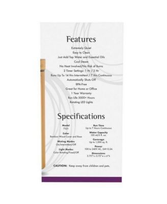 Ultrasonic Real Bamboo Diffuser, 1 Count