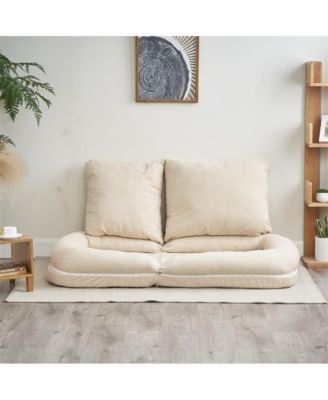 Triple Fold-Down Sofa Adjustable Recliner with Thick Mattress for Multifunctional Use