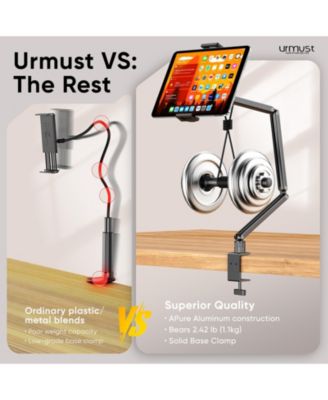 Tablet Stand for Desk, Adjustable iPad Holder Clamp Mount, 360° Rotation, Sturdy Aluminum Tablet Arm Mount for 4.7"-13" Device