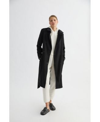 Women's Wool Mid Length Trench Coat