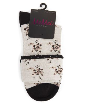 Women's Vintage Floral Cotton Blend Ankle Socks