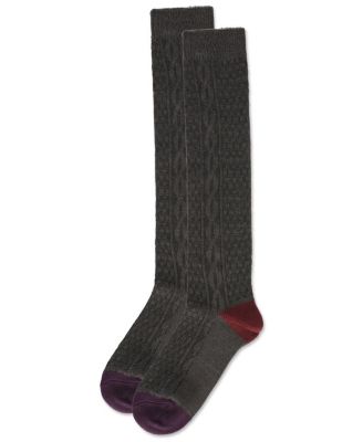 Women's Brick Twist Crosshatch Knit Knee High Sock