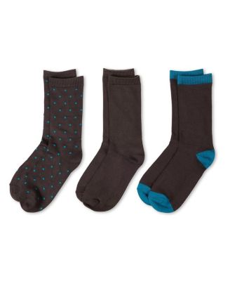 3 Pairs Women's ButterSoft Polytam Polka Dot and Solid Colors Crew Socks