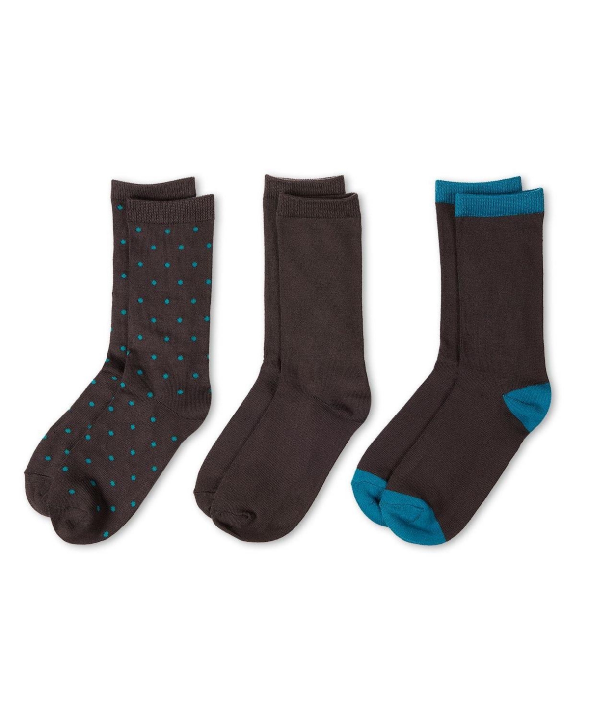 MeMoi 3 Pairs Women's ButterSoft Polytam Polka Dot and Solid Colors Crew Socks