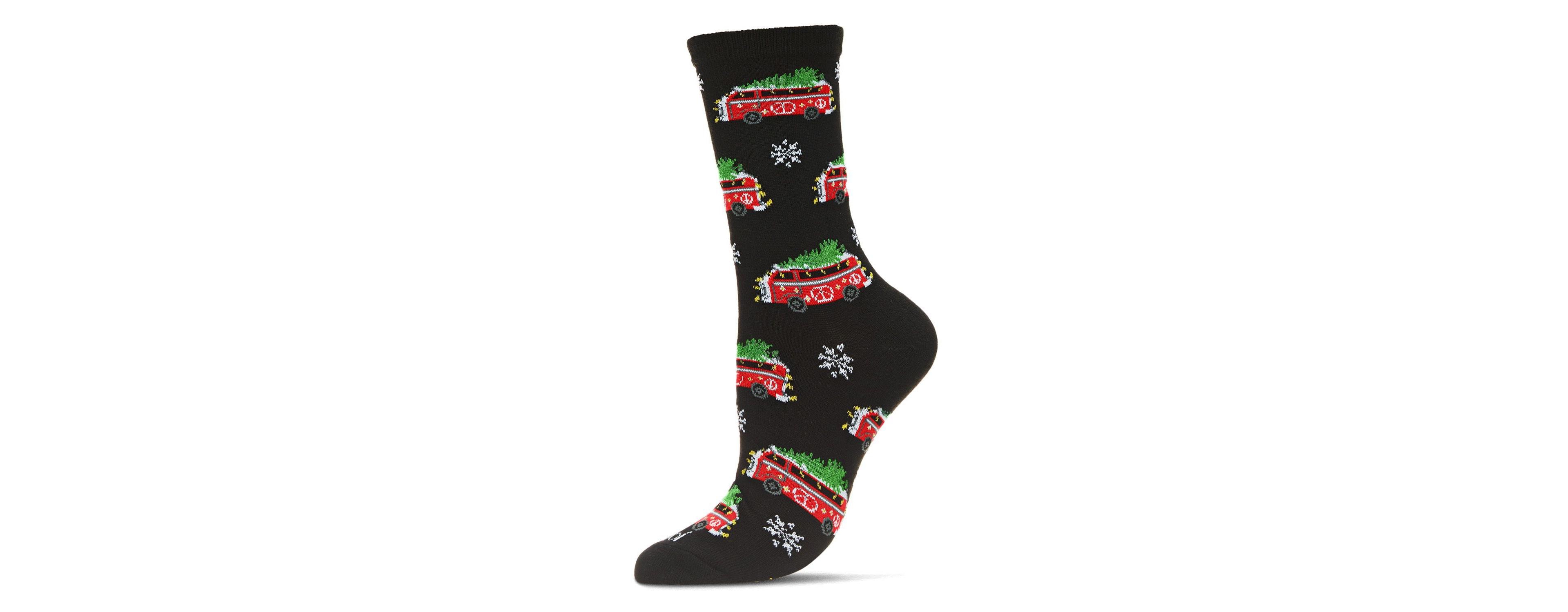 MeMoi Women's Holiday Bus Crew Socks