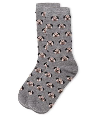 Women's Soft Pretty Puppy Dog Face Cashmere Blend Crew Socks