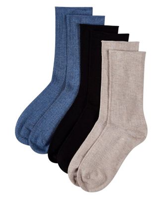Women's 3 Pair Silky-Soft Roll-Top Crew Socks