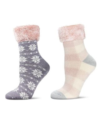 Women's 2 Pair Pack Plush Non-Skid Cabin Crew Socks
