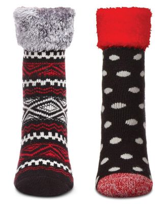 Women's 2 Pair Pack Plush Non-Skid Cabin Crew Socks