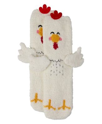 Women's Plush Chicken-Themed Embellished Crew-Length Lounge Sock
