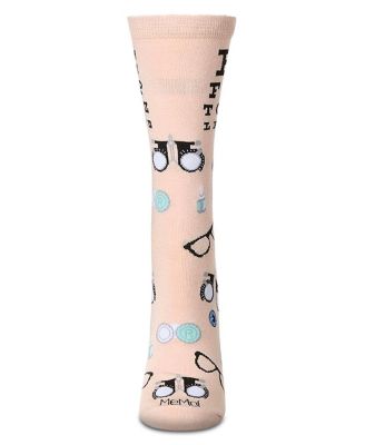 Women's "Eye Exam" Rayon Blend Novelty Crew Sock
