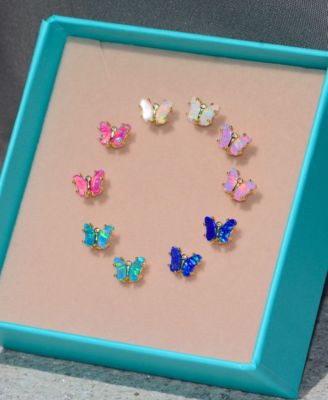 Butterfly Earrings with Lab-Grown Opal in Plated Sterling