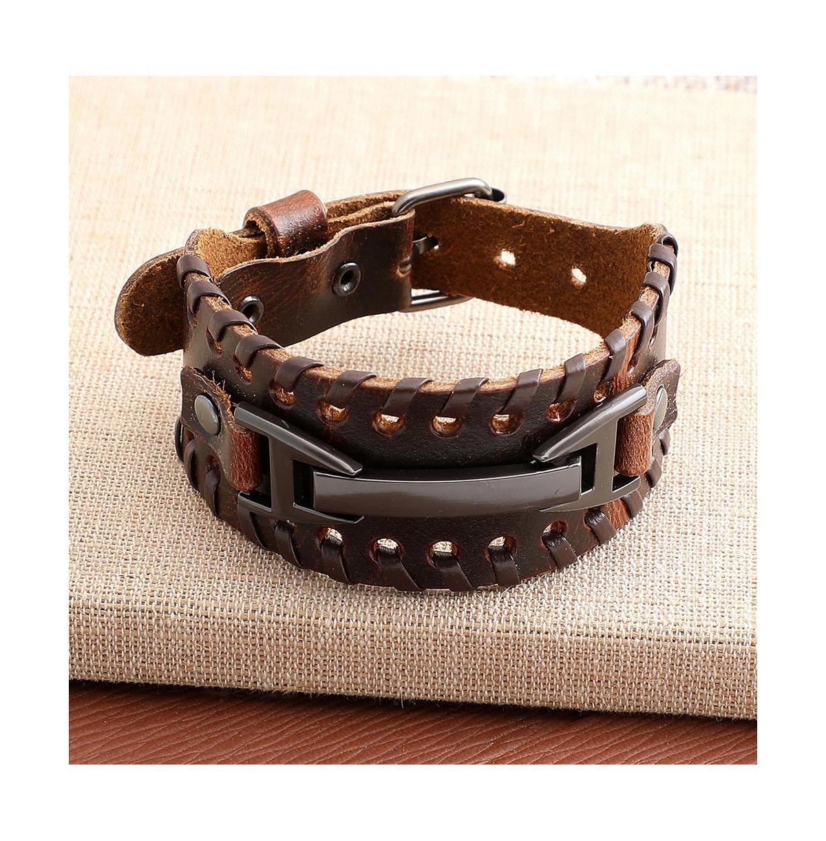 Sohi Women's Chunky Leather Bracelet In Brown