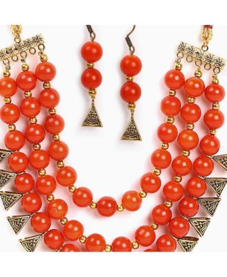 Women's Gold Plated Designer Stone Jewellery Set