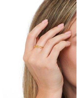 Open Heart Eternity Ring in Gold Plated Sterling Silver, Size 6