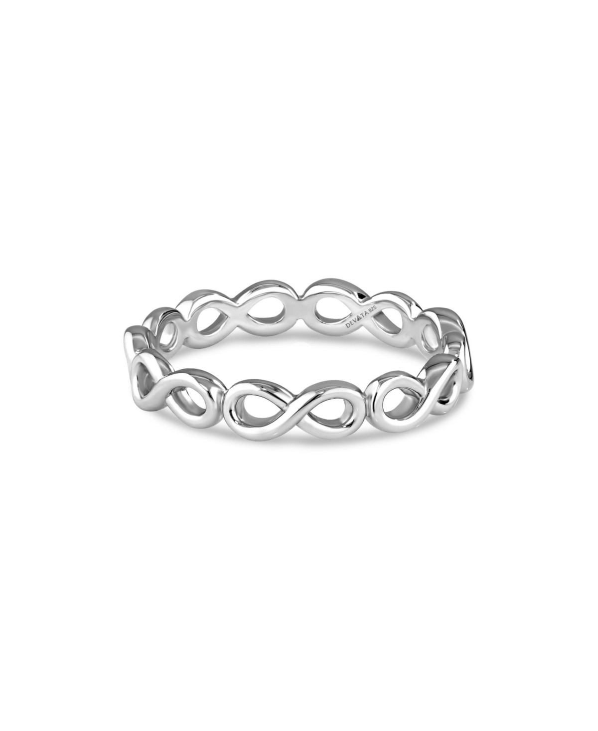 Devata Infinity Eternity Ring in Rhodium Plated Sterling Silver