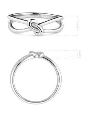 Love Knot Ring in Rhodium Plated Sterling Silver, Size 7