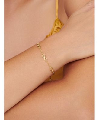 Infinity Chain Bracelet in Gold Plated Sterling Silver, Adj 6.5/7.0/7.5 inch