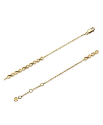 Infinity Chain Bracelet in Gold Plated Sterling Silver, Adj 6.5/7.0/7.5 inch