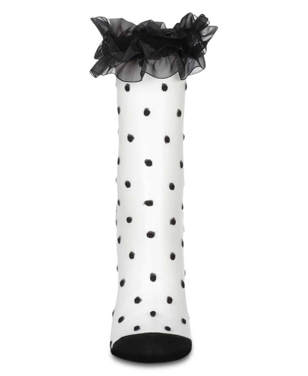 MeMoi Women's Polka Dot Ruffle Lace Cuff Sheer Crew Socks
