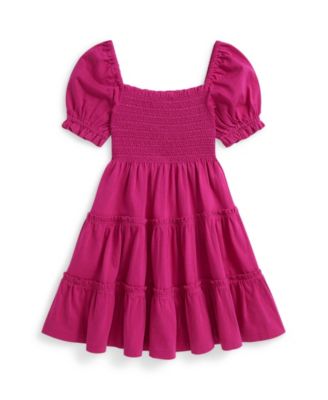 Girls' 2T-6X Smocked Square Neck Dress