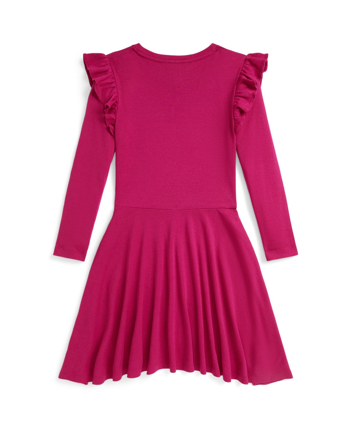 Polo Ralph Lauren Girls 7-16 Long Sleeves Ruffled Ribbed Dress In Pink