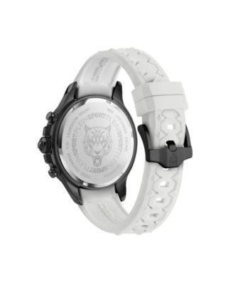 Men's Warrior Tech Chronograph Date Quartz White Silicone Strap Watch, 47.5mm