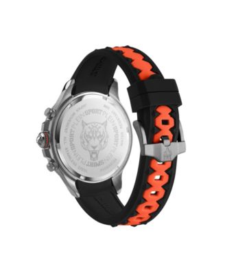 Men's Warrior Tech Chronograph Date Quartz Orange Silicone Strap Watch, 47.5mm