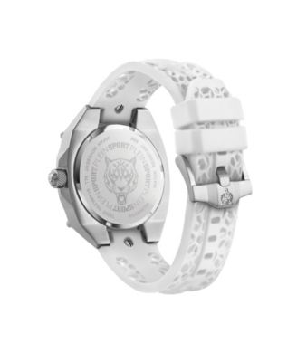 Men's Thunder Force 3 Hand Quartz White Silicone Strap Watch, 47mm