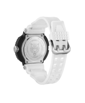 Men's Tiger Power 3 Hand Date Quartz White Silicone Strap Watch, 45mm