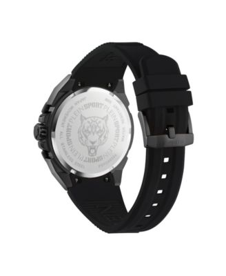 Men's Urban Pulse 3 Hand Date Quartz Black Silicone Strap Watch, 47MM