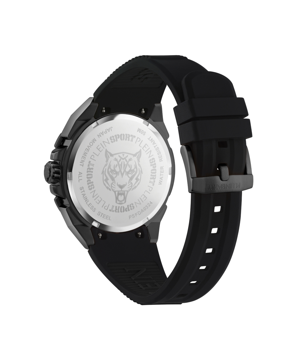 Plein Sport Mens Urban Pulse 3 Hand Date Quartz Silicone Strap 47MM