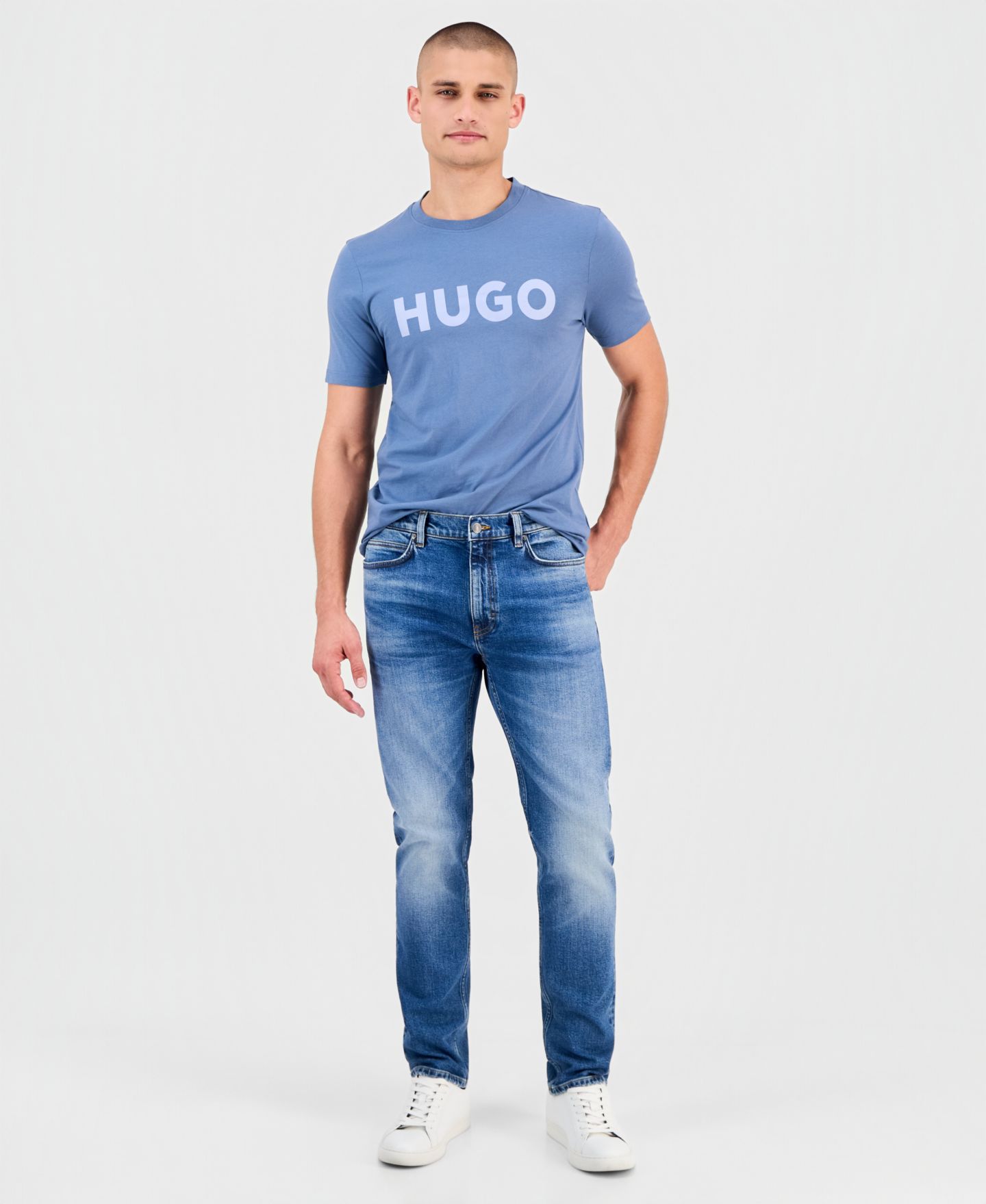 Мужские джинсы Hugo Boss 708 Straight-Fit, цвет: Синий — фото 1
