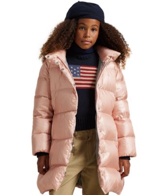 Girls' 7-16 Metallic Hooded Long Sleeves Jacket