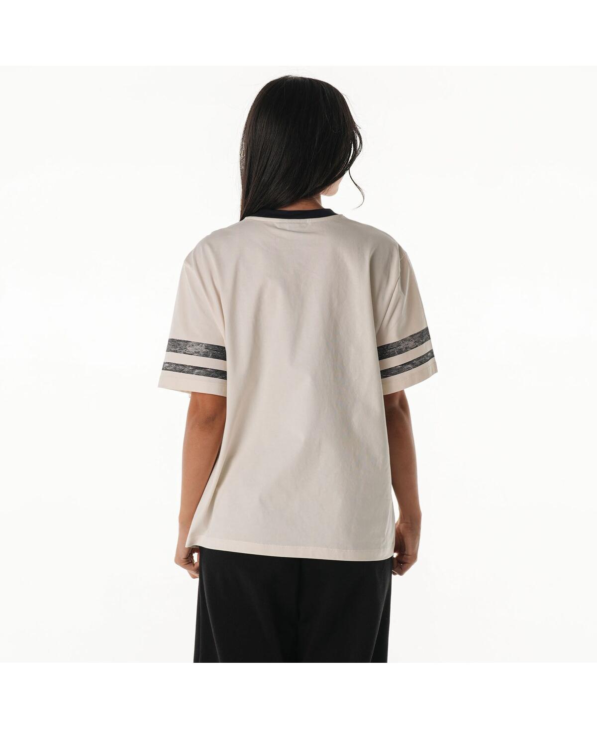 The Wild Collective Women's Cream Pittsburgh Steelers Vintage Drop Shoulder Oversized Boyfriend T-shirt In White