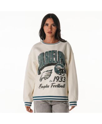 Women's Cream Philadelphia Eagles Oversized Vintage French Terry Sweatshirt