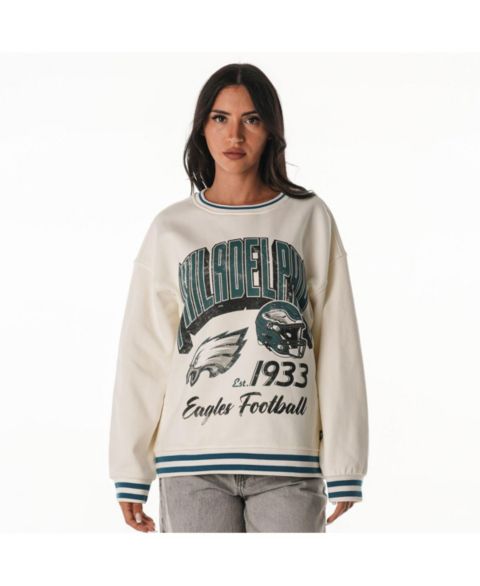 Женский свитшот The Wild Collective Cream Philadelphia Eagles Oversized Vintage French Terry