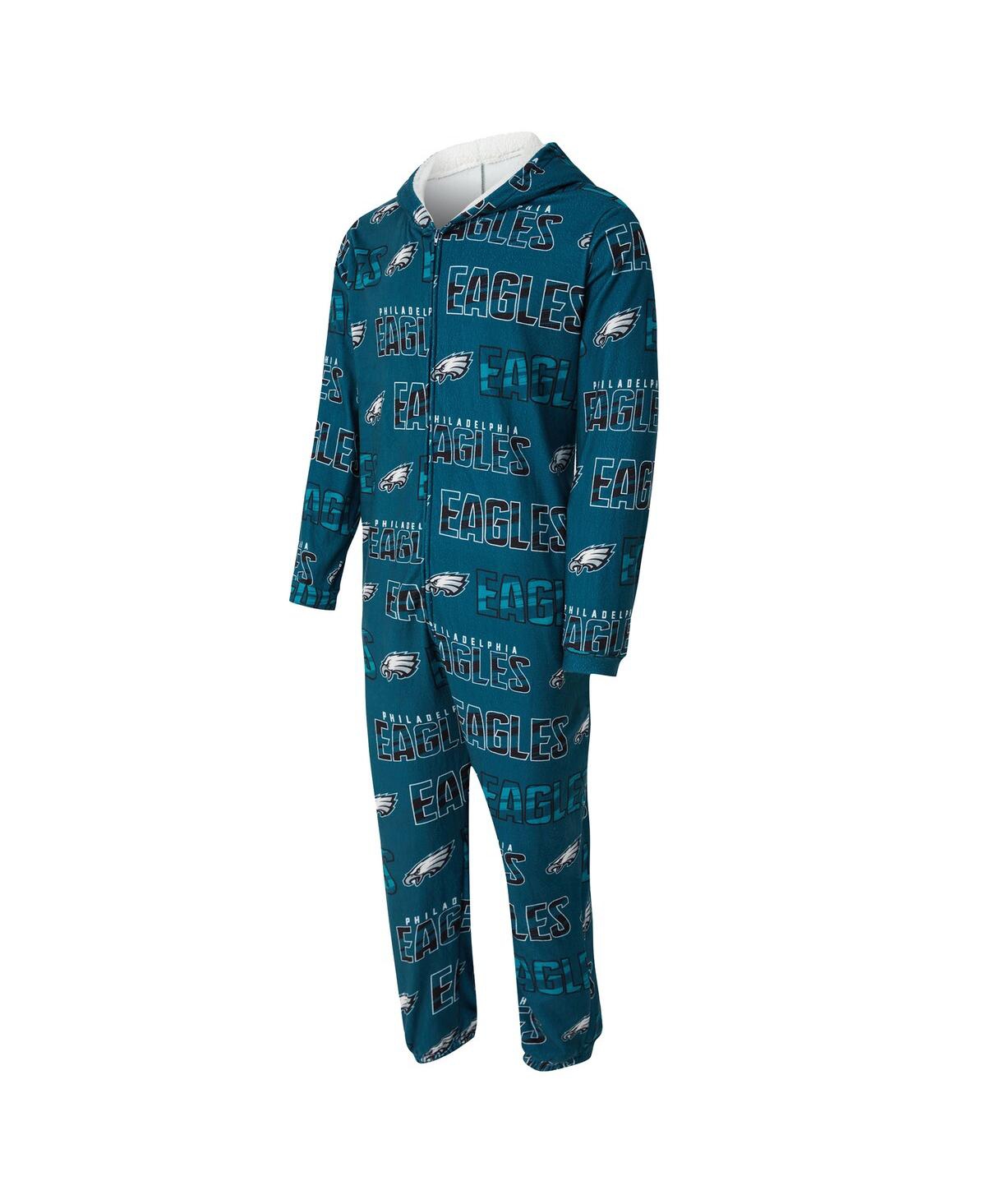 Concepts Sport Men's Midnight Green Philadelphia Eagles Shuffle All-over-print Microfleece Full-zip Union Suit In Multi