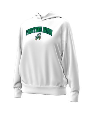 Women's White Notre Dame Fighting Irish Leprechaun Icon Fleece Pullover Hoodie