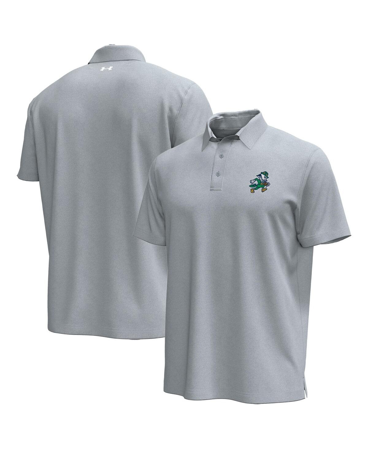 Under Armour Men's Gray Notre Dame Fighting Irish Sporting Leprechaun Icon Polo Shirt In Gray