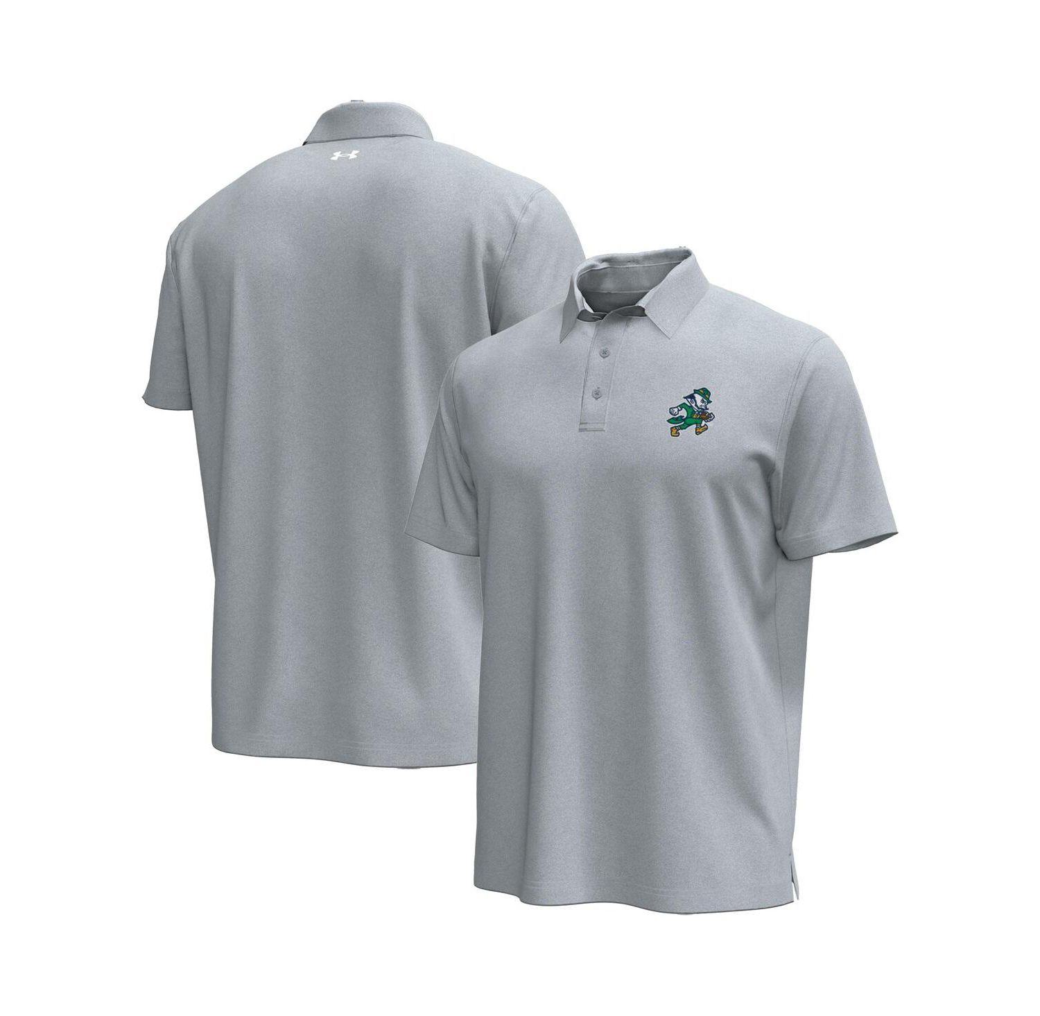 Men's Gray Notre Dame Fighting Irish Sporting Leprechaun Icon Polo Shirt