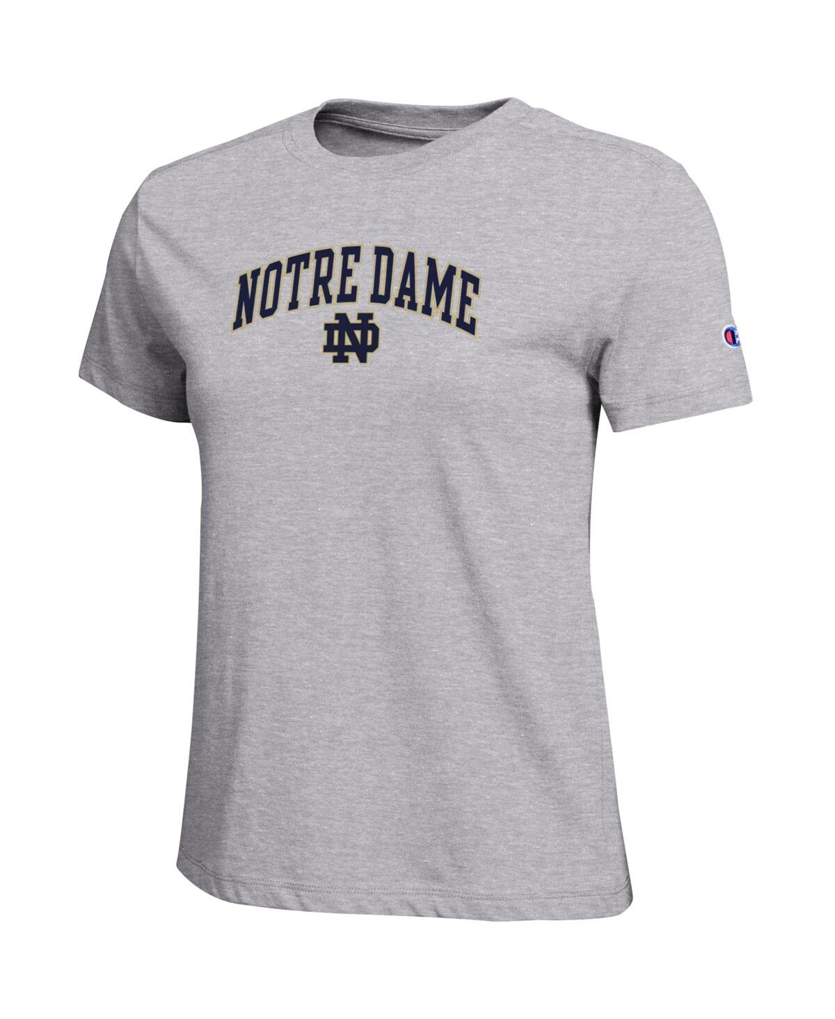 Champion Women's Heather Gray Notre Dame Fighting Irish Arched Over Logo T-shirt In Gray
