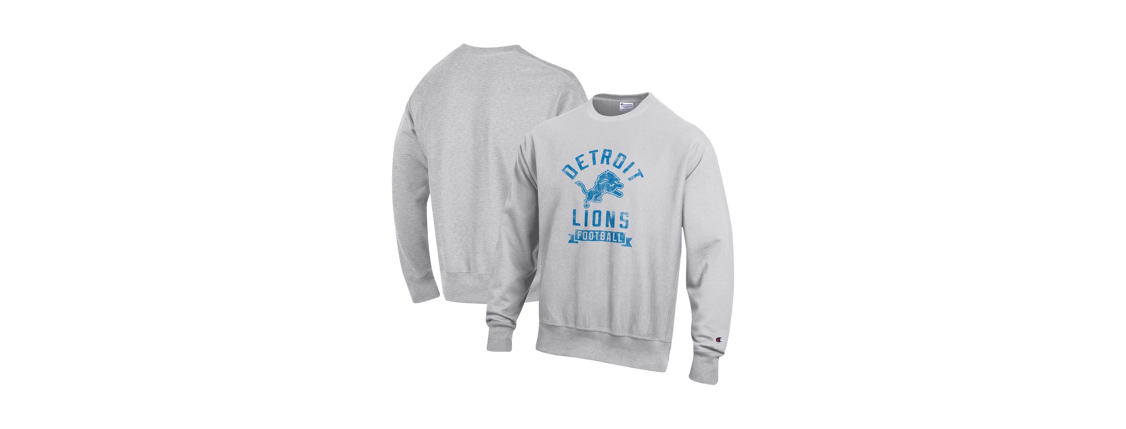 Champion Men's Heather Gray Detroit Lions Reverse Weave Fleece Pullover Sweatshirt