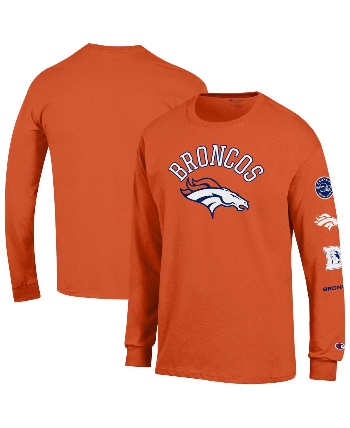 Champion Men's Orange Denver Broncos Seal Long Sleeve T-Shirt - Orange