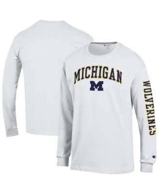 Champion - Men's White Michigan Wolverines Arch Over Logo 2-Hit Long Sleeve T-Shirt