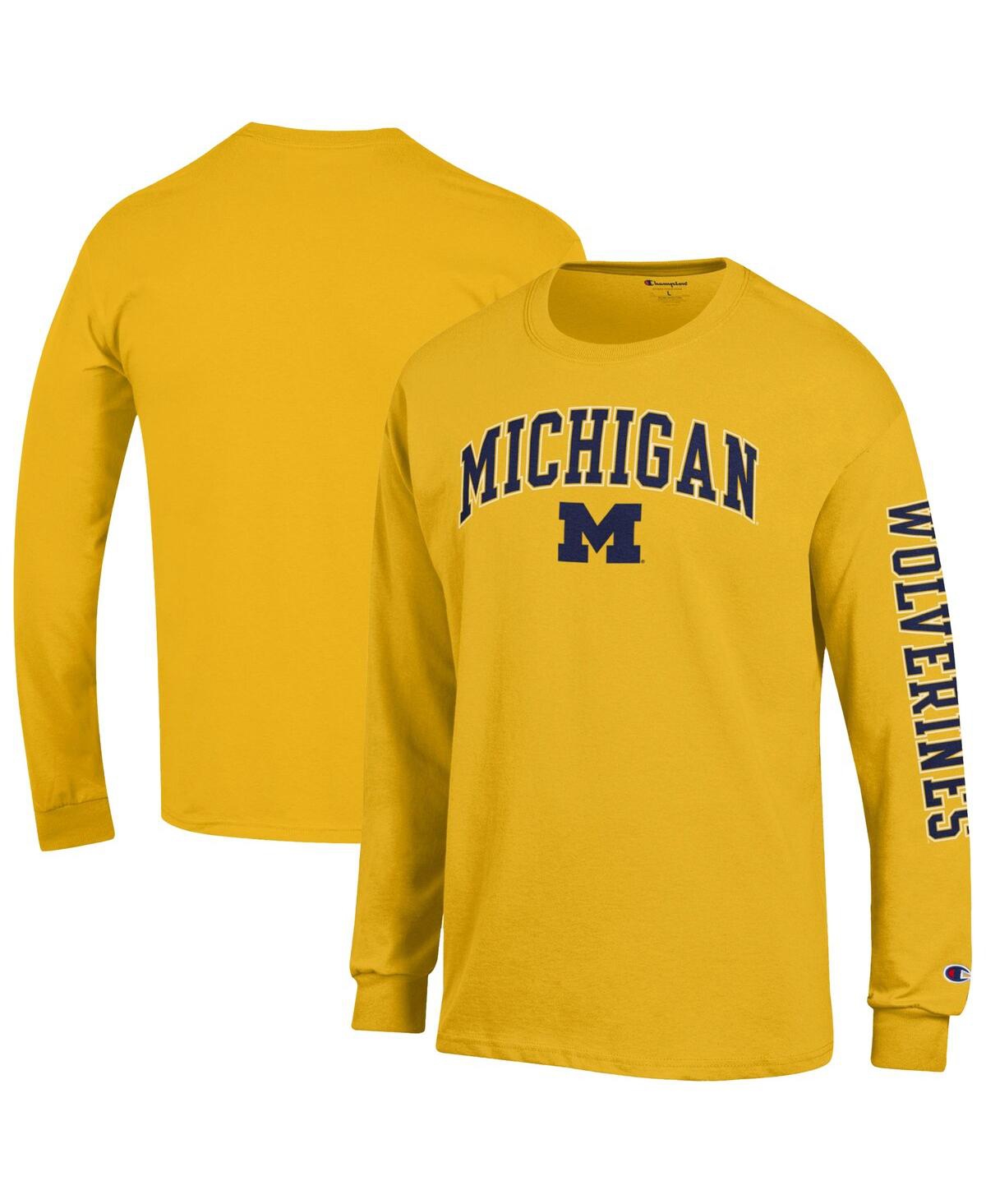 Champion Men's Maize Michigan Wolverines Arch Over Logo 2-Hit Long Sleeve T-Shirt