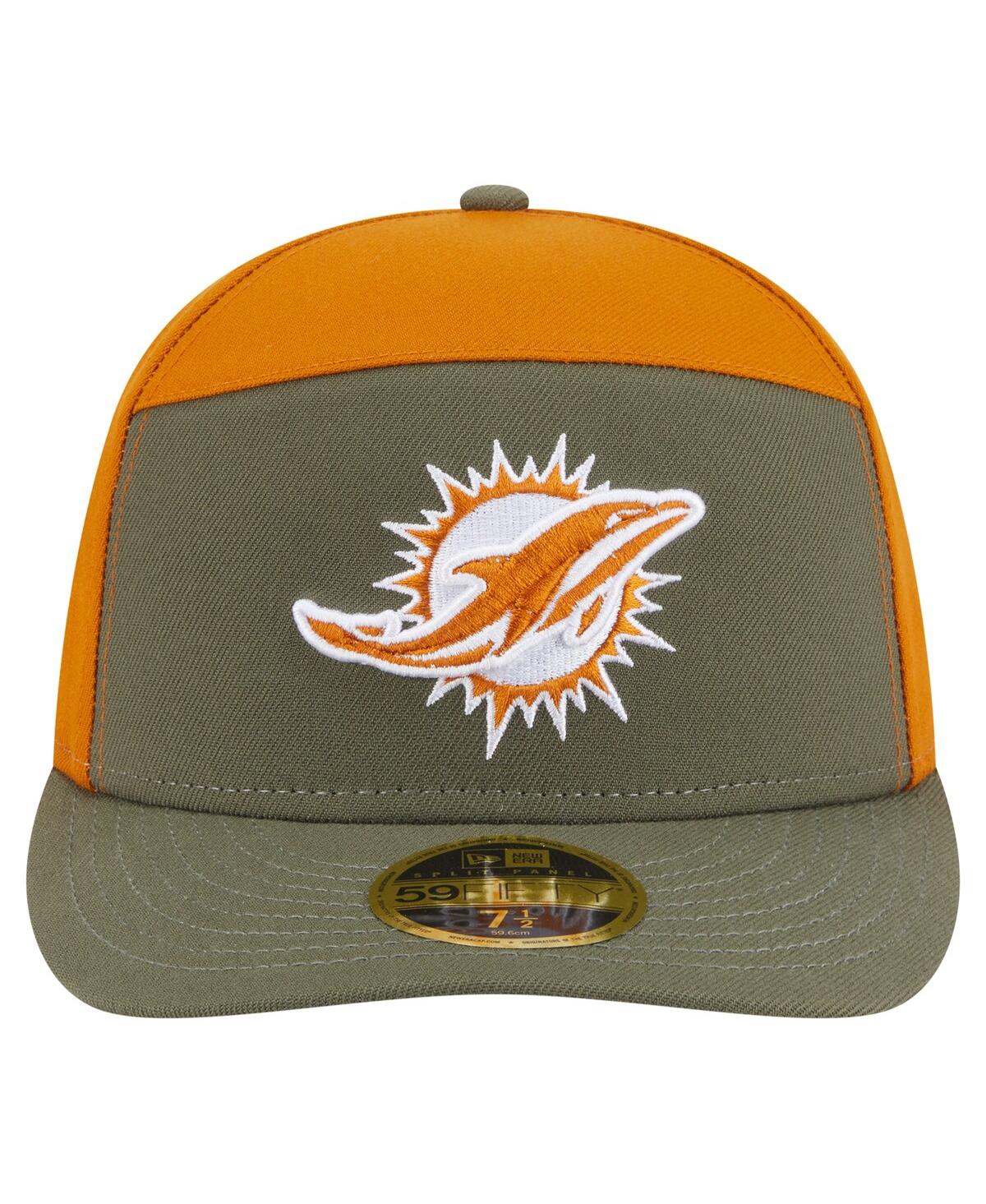 New Era Men's Olive/brown Miami Dolphins Two-tone Color Pack Split Panel 59fifty Fitted Hat In Green