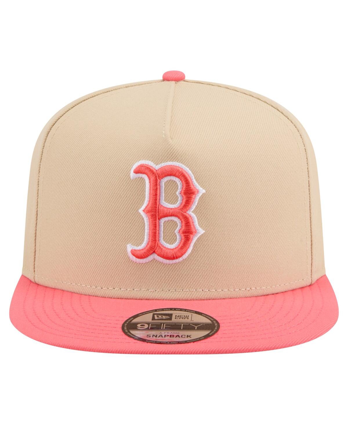 New Era Men's Light Beige/coral Boston Red Sox Color Pack A-frame 9fifty Snapback Hat In Brown